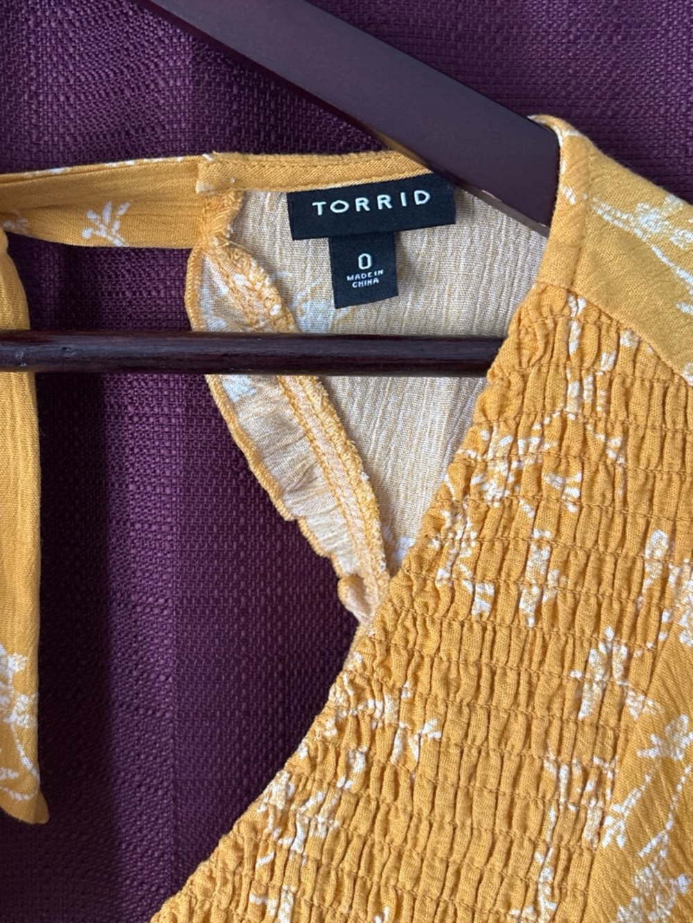 torrid Mustard Yellow Smocked Floral Tank Top